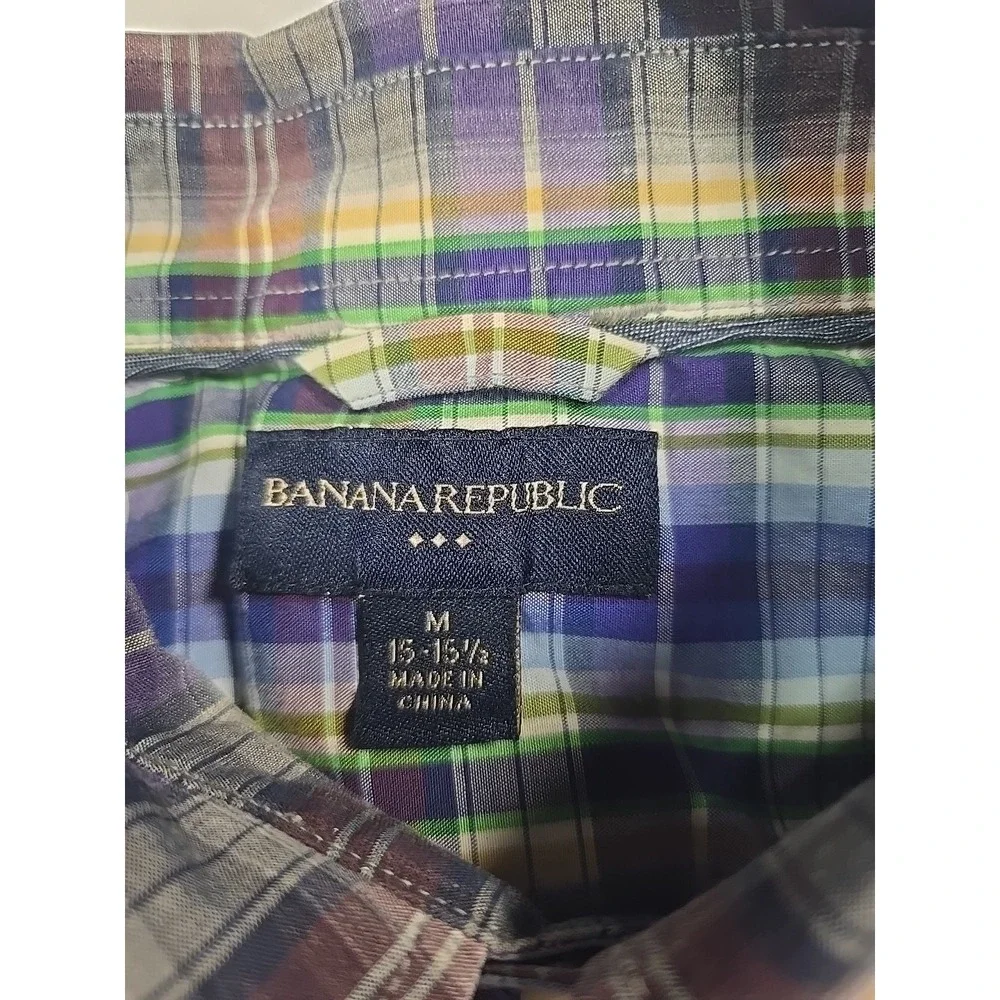 Banana Republic Plaid‎ Button Down Shirt M Old Money Casual Men's
